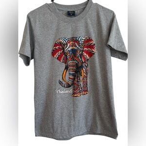 Dual Sided Rainbow and B&W Elephant Graphic‎ T-Shirt Thailand Grey